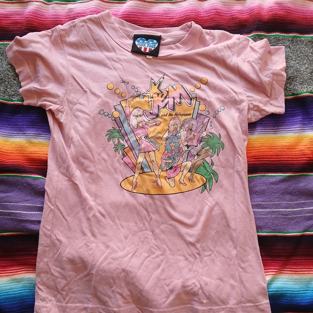 Junk Food Clothing Pink Sheer Jem and the Holograms Graphic Tee